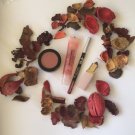 Bundle of 4 makeup essentials Maybelline pink blush, pink lip gloss red lipliner