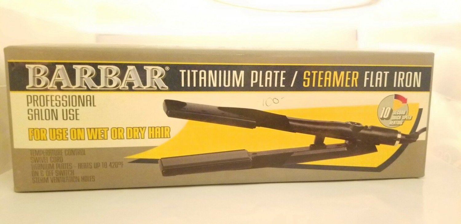 Barbar titanium plate steamer flat iron 420 F 10-second quick Heating black