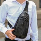 Mens Gator Pattern Leather Sling Chest Bag Travel Crossbody Zipper Shoulder Bag