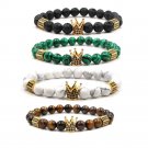 King Crown Bracelet Bead Macrame Natural Stone Bracelet Men Women Handmade Gift