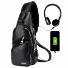 Men's Leather Sling Bag,Chest Shoulder Backpack, Water waterproof Crossbody Bag