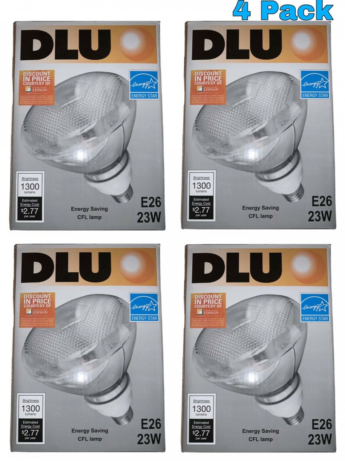 4 pack PAR38 23W 2700K Warm White Indoor/Outdoor Light Bulbs1300 Lumens 130V