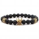 Cool Men's Matte Onyx Crown Bracelet Natural Stone Bead Bracelet Men's Gift