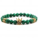 Cool Men's Green Jasper Crown Bracelet Natural Stone Bead Bracelet Men's Gift