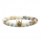 Cool Men's Frosted Stone Crown Bracelet Natural Stone Bead Bracelet Men's Gift