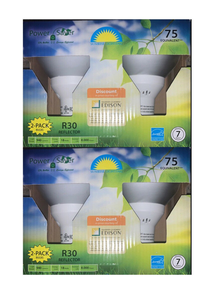 4 pack BR30 18W 2700K Warm White Indoor/Outdoor Flood Light Bulbs 75 Watt
