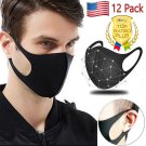 12 PC Washable Black Fashion Masks Reusable Breathable Anti-Dust Face Shield USA