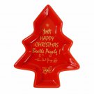 The Beatles Christmas Holiday 7 in. Red Trinket Tree Shaped Ceramic Treat Tray