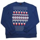 Men's Blue Ugly Christmas Sweater Christmas Pullover Beer Pong Snowflake Pattern