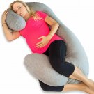 Full Body Pillow, C Shaped Pregnancy Pillow + Super Soft Grey Washable Cover
