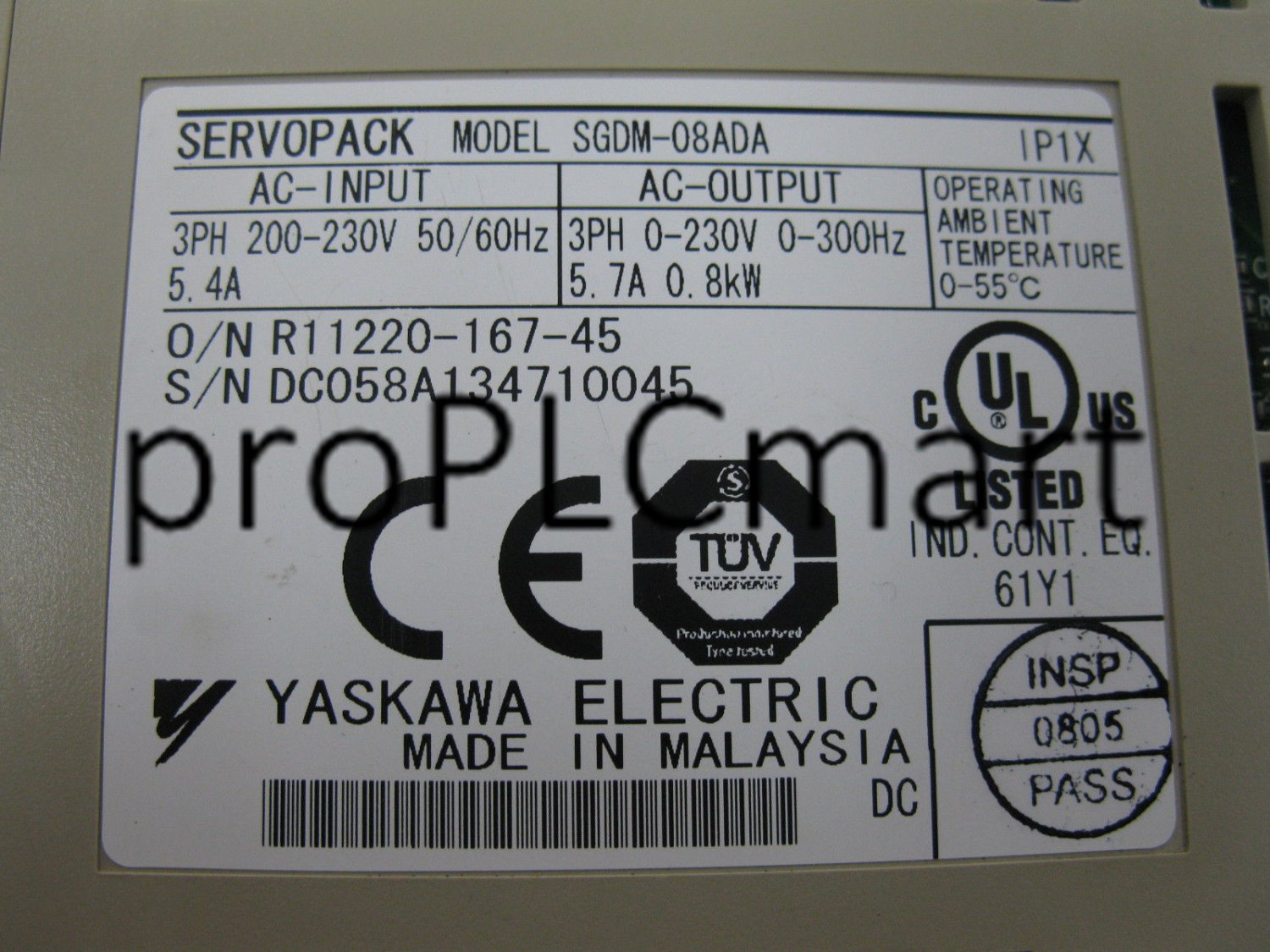 YASKAWA  SERVO DRIVE SGDM-08ADA EXPEDITED SHIPPING SGDM08ADA USED