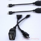 2X USB 2.0 A Female to Micro B Male Converter OTG Adapter Cable for Smart Phone