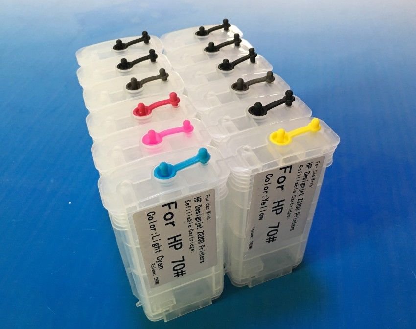 130ml*12pcs Hp70 Refillable Ink Cartridge With Arc For Hp Designjet Z3100