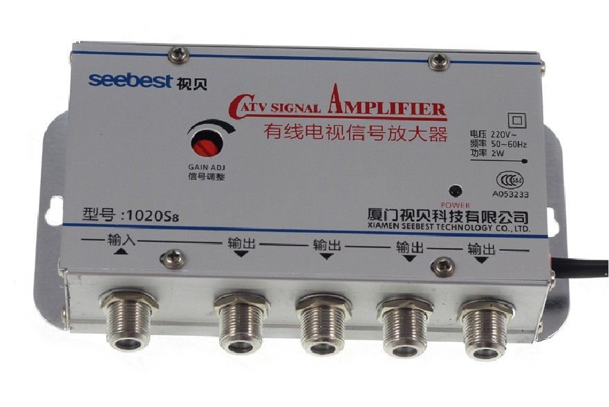 CATV VCR TV Antenna Signal Amplifier Booster Splitter 20DB OUT 45