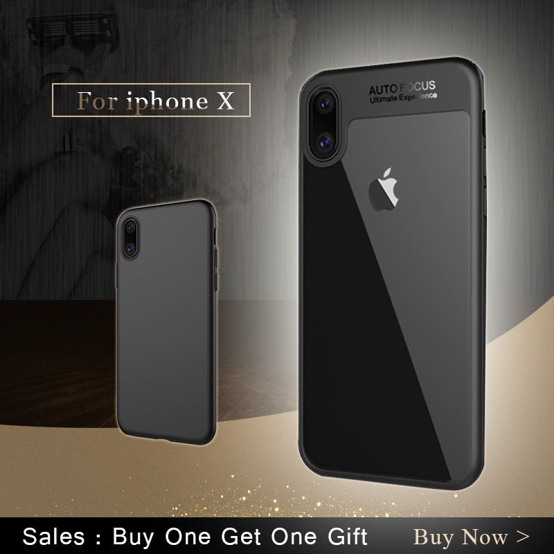 for iPhone10 X Case TPU Silicone&Acrylic Transparent Back Cover Buy 1 Get one-c