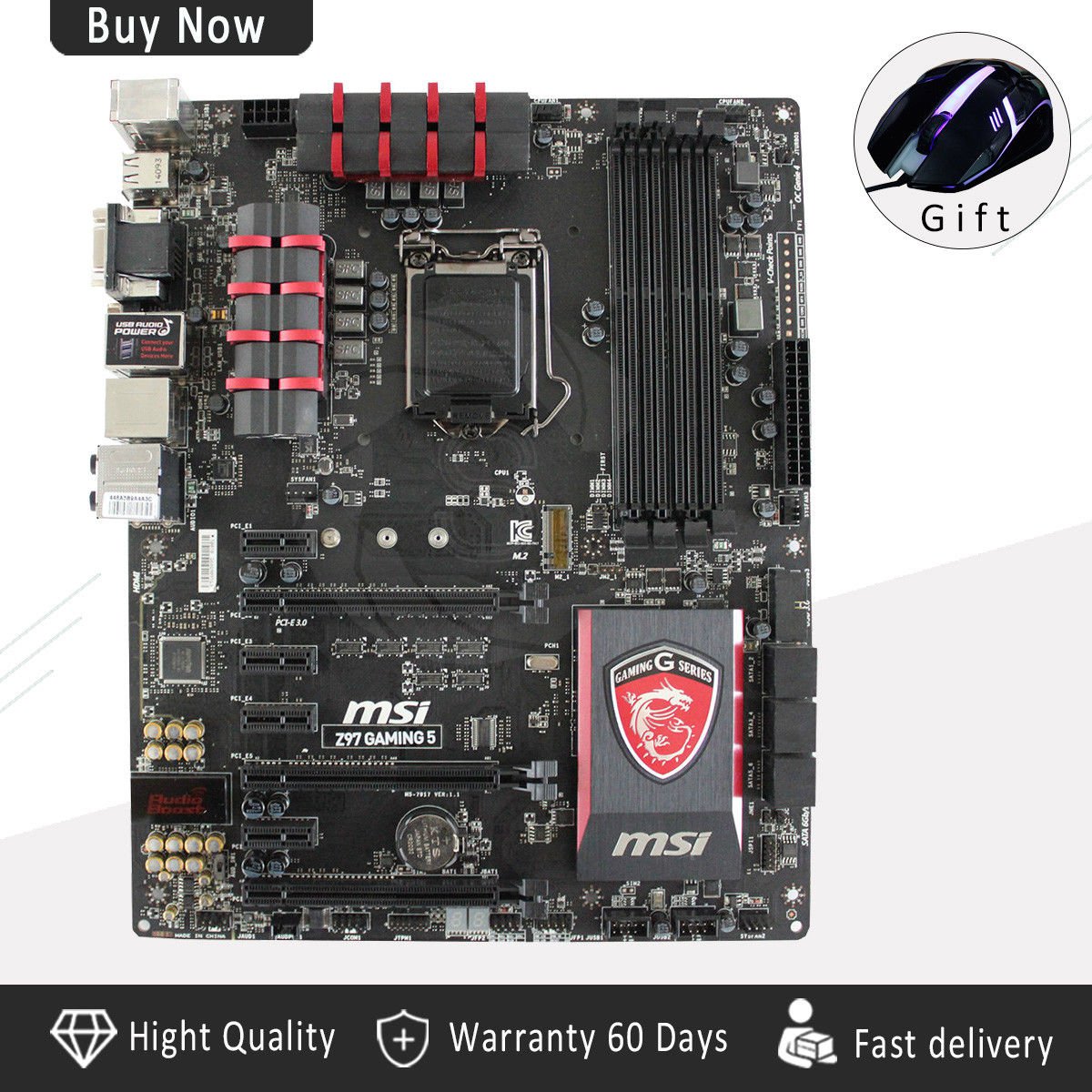 For MSI Z97 GAMING5 Intel Z97 DDR3 SATAIII USB3.0 Motherboard Gift a New Mouse-c