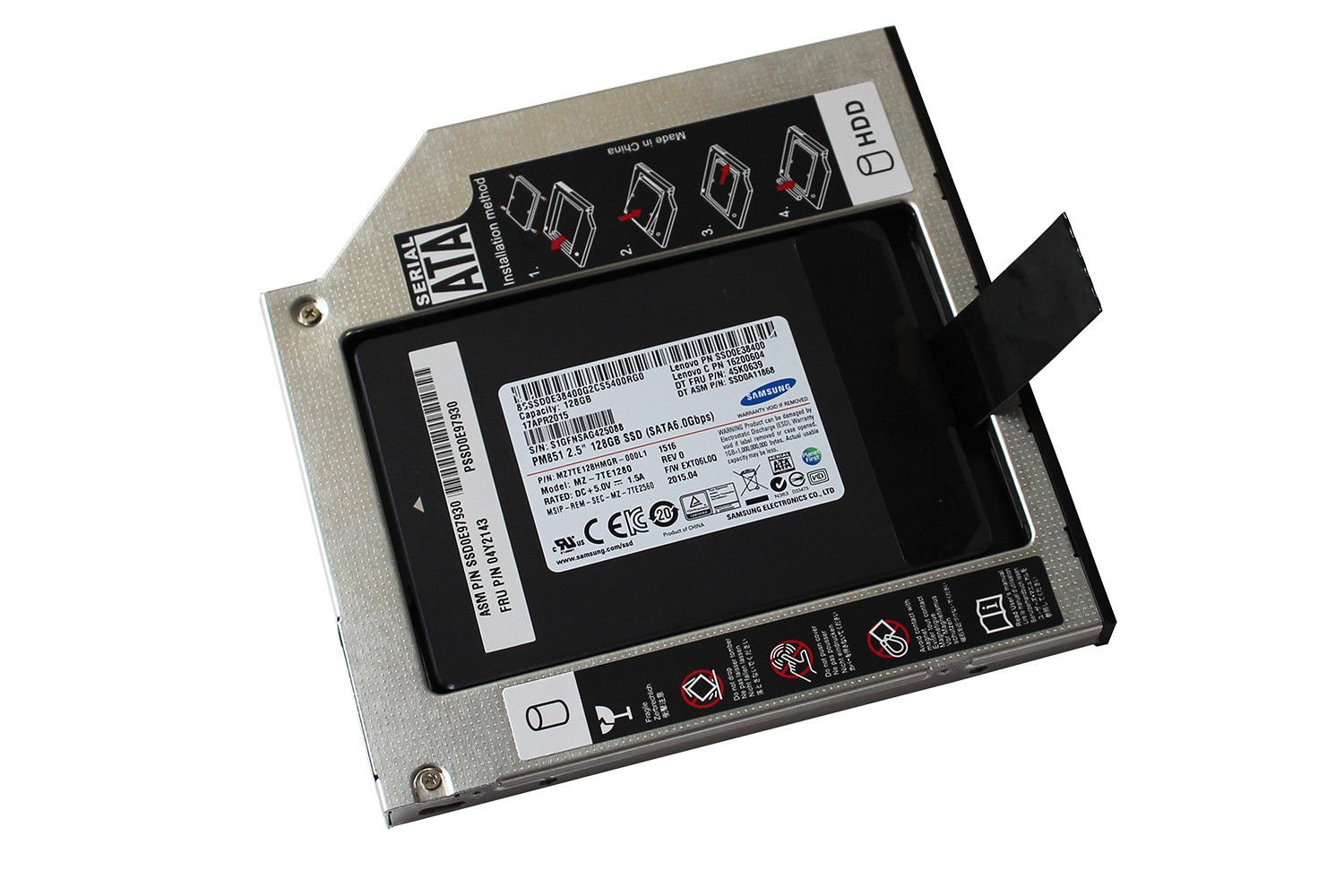 NEW 9.5mm/12.7mm OEM Lenovo ATA Hard Drive Bay SATA Adapter with 128G SSD