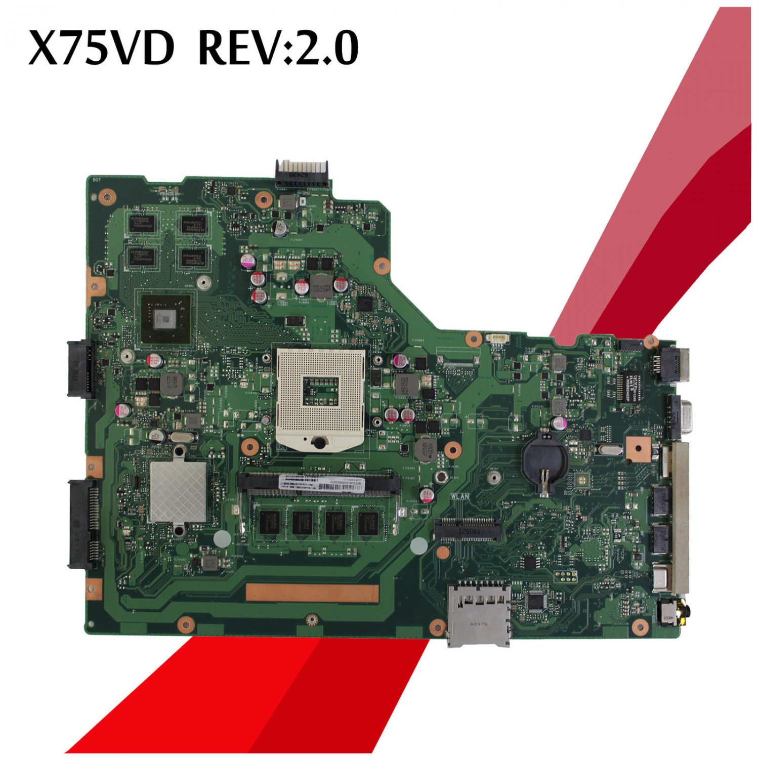 For ASUS X75VD REV.2.0 PGA989 DDR3 4GB RAM Laptop Motherboard-c