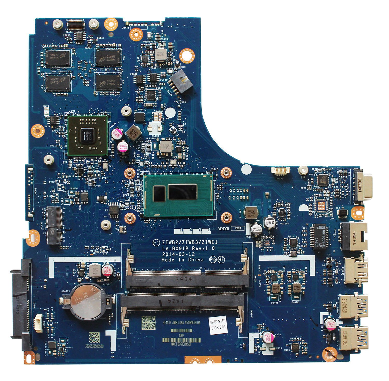 For Lenovo B50-70 Intel Motherboard ZIWB2 LA-B091P REV:1.0 SR1EF i5-4210U DDR3