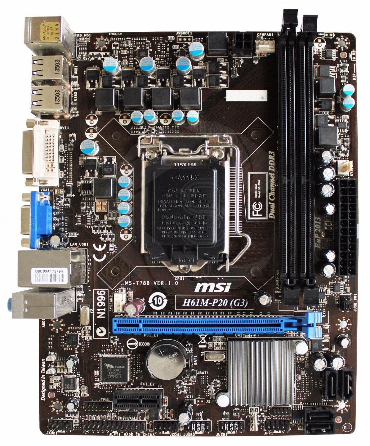 For MSI H61M-P20 (G3) MS-7788 VER:1.0 Socket LGA115X Intel mATX motherboard
