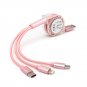 3 in1 Retractable 1M USB Cable Charging for TYPE-C for iphone/ Samsung Cable-c