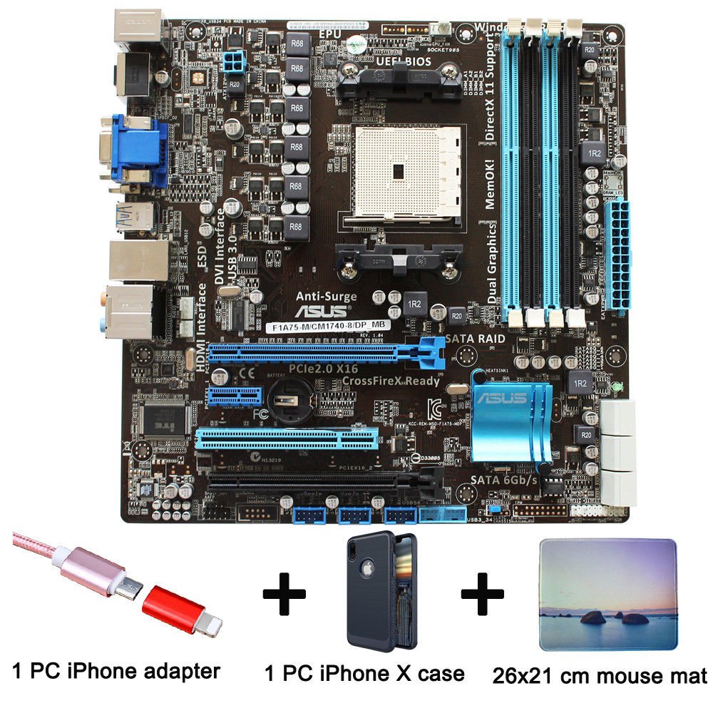 ASUS F1A75-M/CM1740-8/DP-MB motherboard SOCKET FM1 AMD A75 SATA 6Gb/s with gift