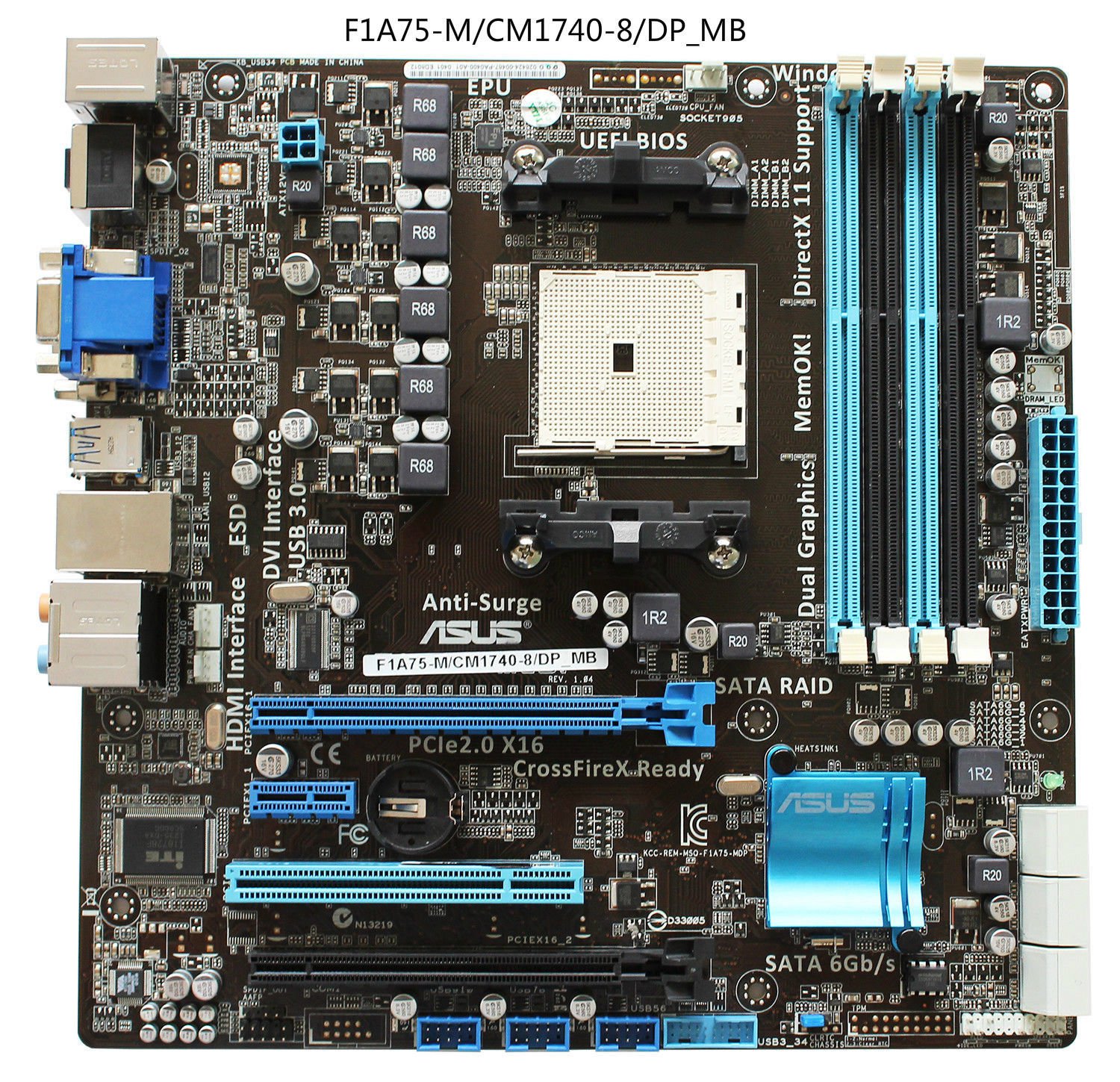 Asus F1A75-M/CM1740-8/DP-MB Motherboard SOCKET FM1 AMD A75 USB3.0 Mianboard-c