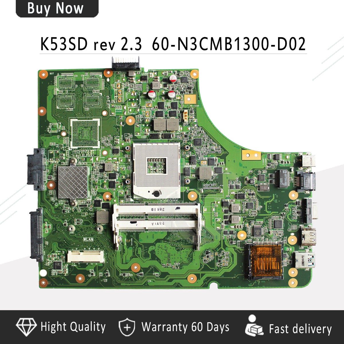 For Asus K53SD A53E K53E REV 2.3 Intel Motherboard 60-N3CMB1300-D02 HDMI USB2.0