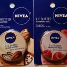 Nivea Lip Butter Pack of 2 Cocoa Butter & Rasperry Rose Full Size Free Shipping