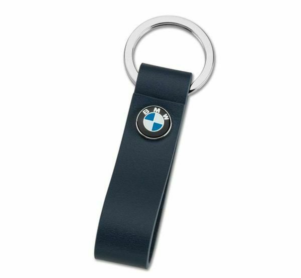 Genuine BMW Logo Leather Key Ring Blue