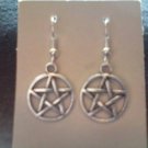 NEW Silver Tone PENTACLE Earrings -- Drophook - Pagan, Wiccan