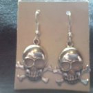 NEW Silver Tone Skull & Crossbone Drop Hook Ear Rings.