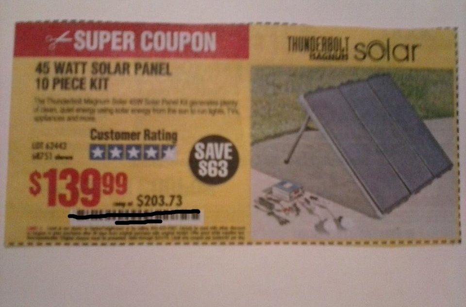 Harbor Freight Coupon For 45 Watt Solar Panel 10 Pc Kit