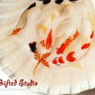 6 Koi with maple leaf in the shell resin painting