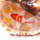 Red Koi in the trumpet shell resin painting