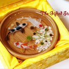 3 Koi resin painting in the bamboo bowl