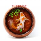 Red orange spot Koi resin painting