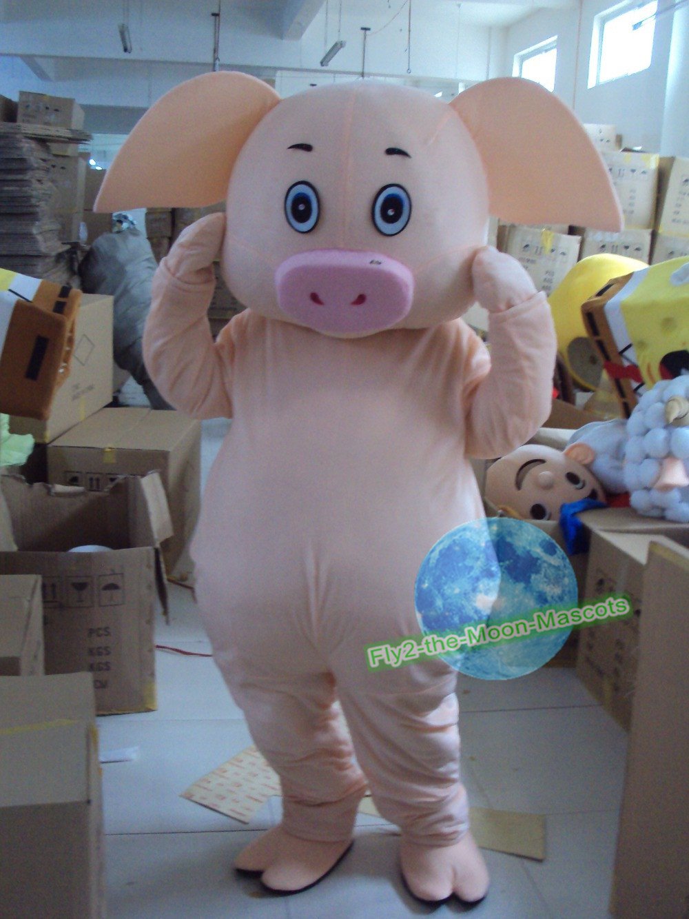 Free Shipping 3 little pigs pink pig mascot costume Halloween Christmas ...