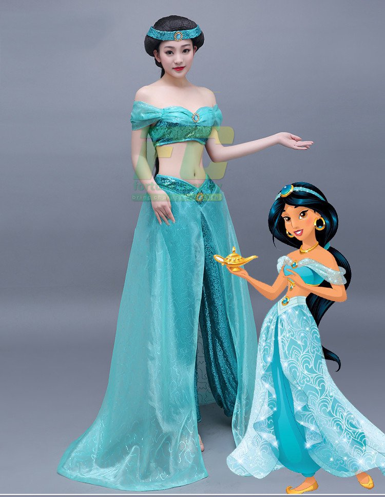 Free Shipping Aladdin Jasmine Princess Cosplay Costume Custom Made