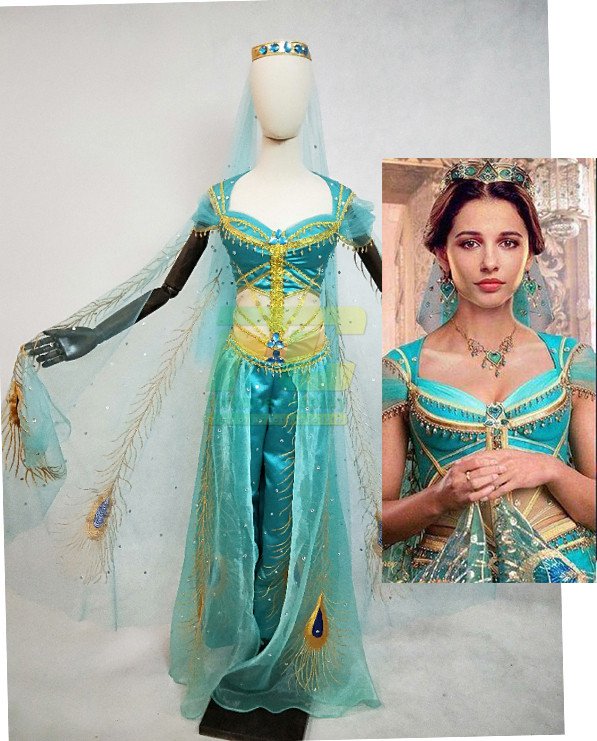 Free Shipping 2019 Movie Aladdin Jasmine deluxe Cosplay Costume Custom Made