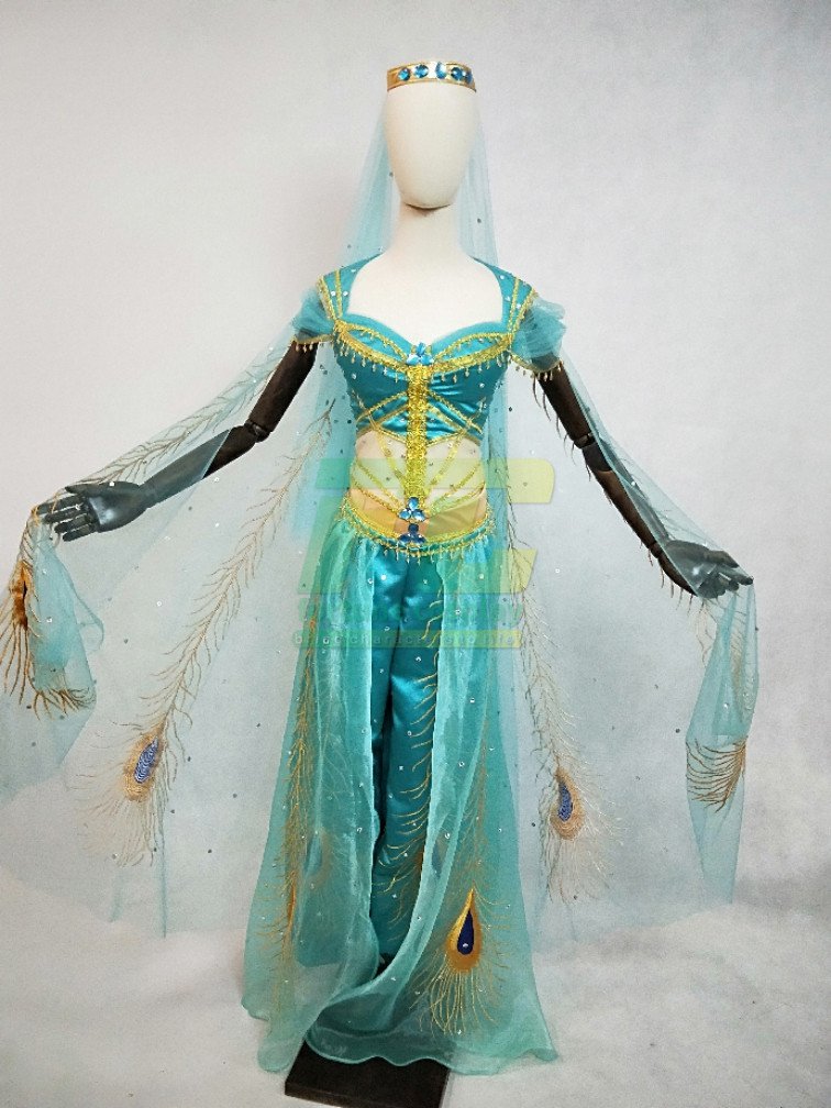 Free Shipping 2019 Movie Aladdin Jasmine deluxe Cosplay Costume Custom Made