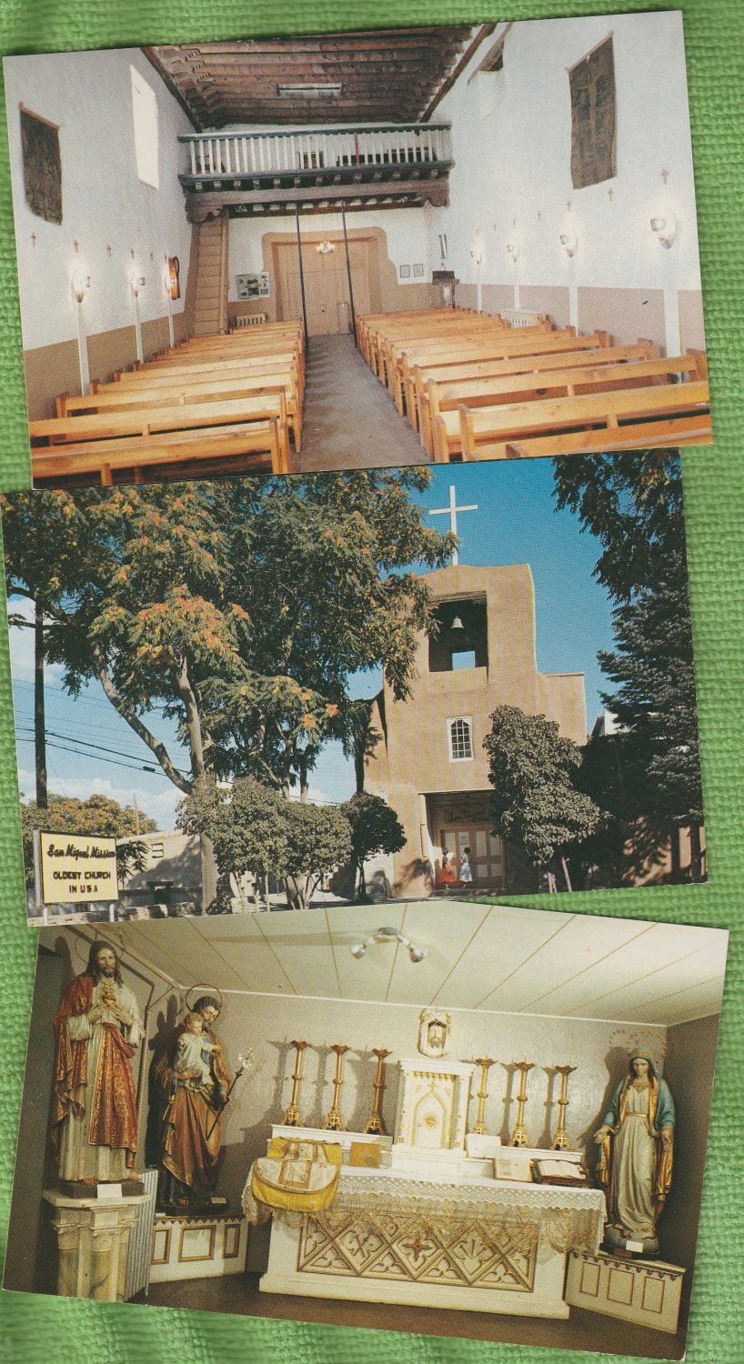 NEW MEXICO POST CARDS SAN MIGUEL MISSION CHURCH SANTA FE Lot of 7