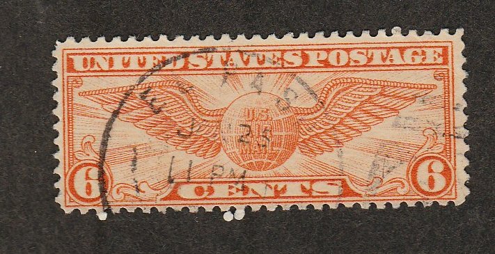 Air Mail Postage Stamp 6c Winged Globe Scott No. C19