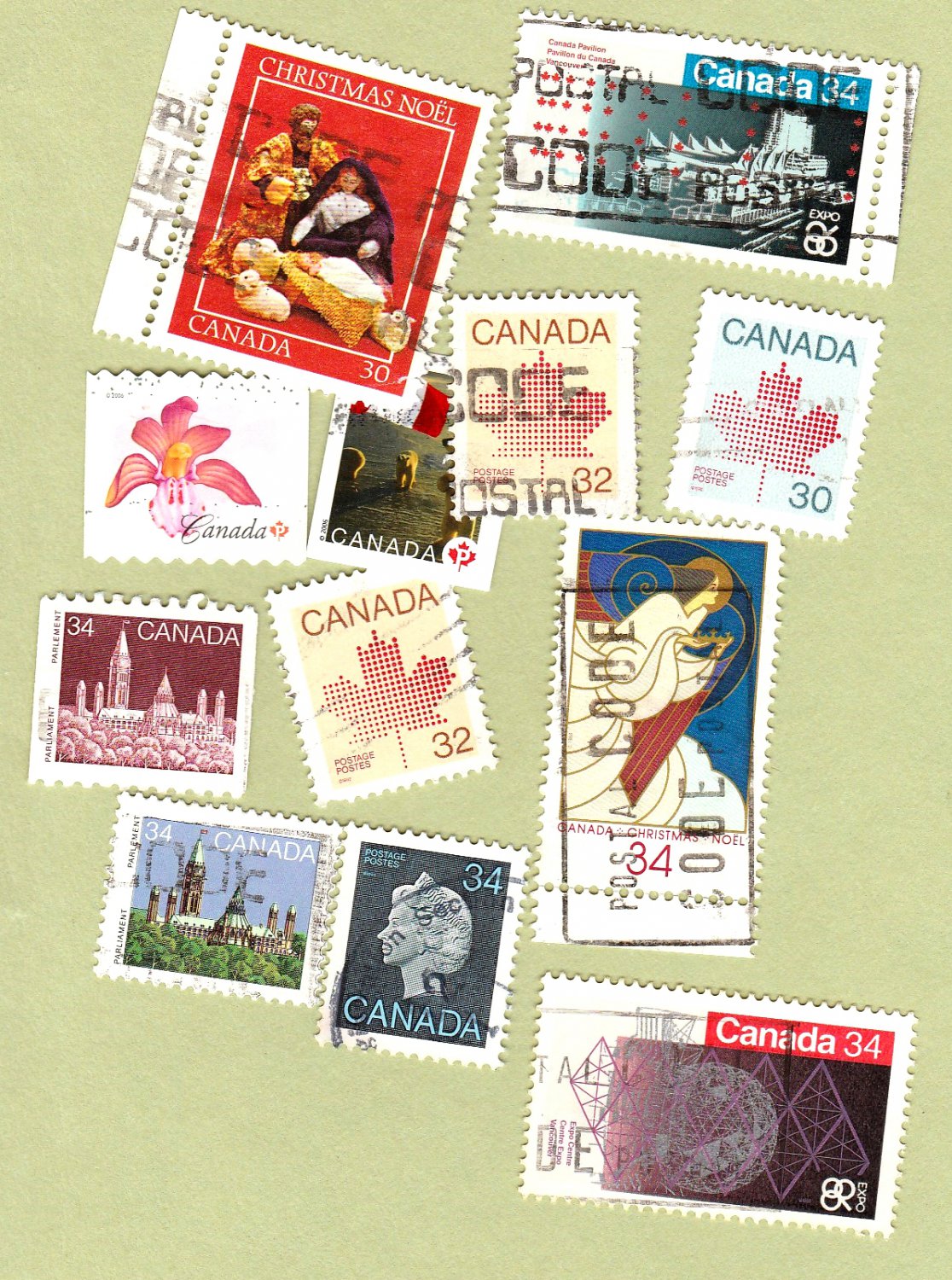 Canada Postage Stamps Assortment Lot of 12