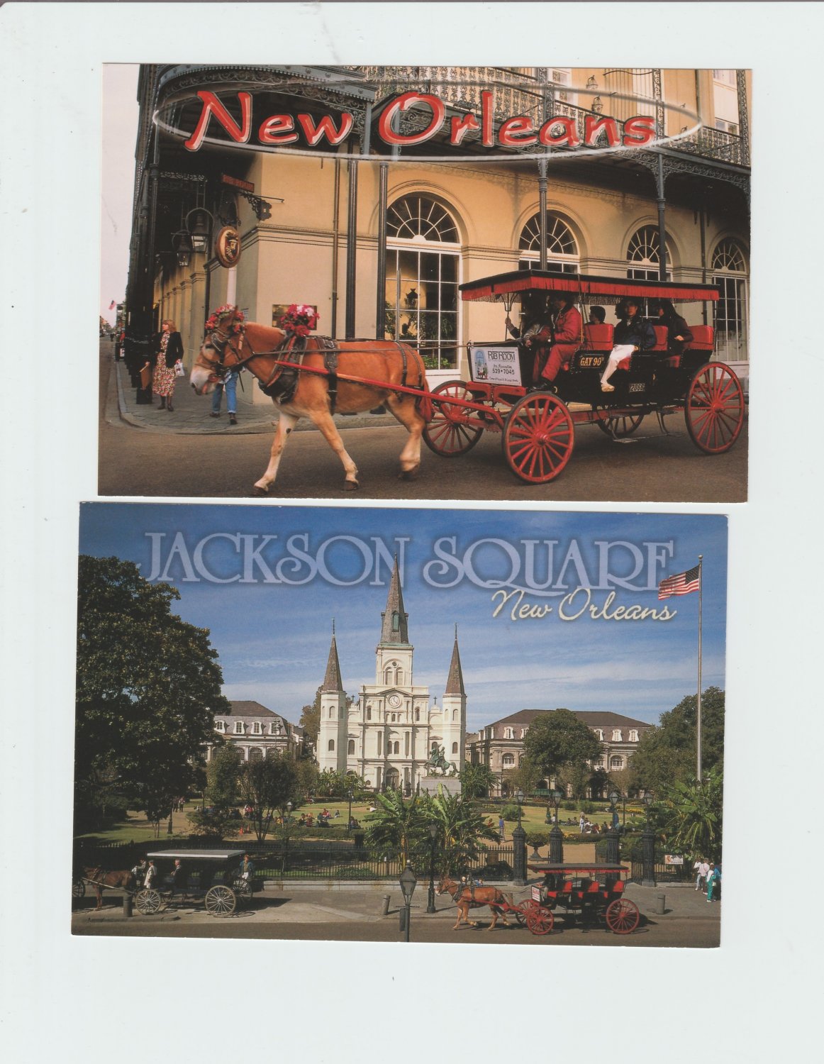 New Orleans Postcards Lot of 2 French Quarter Jackson Square
