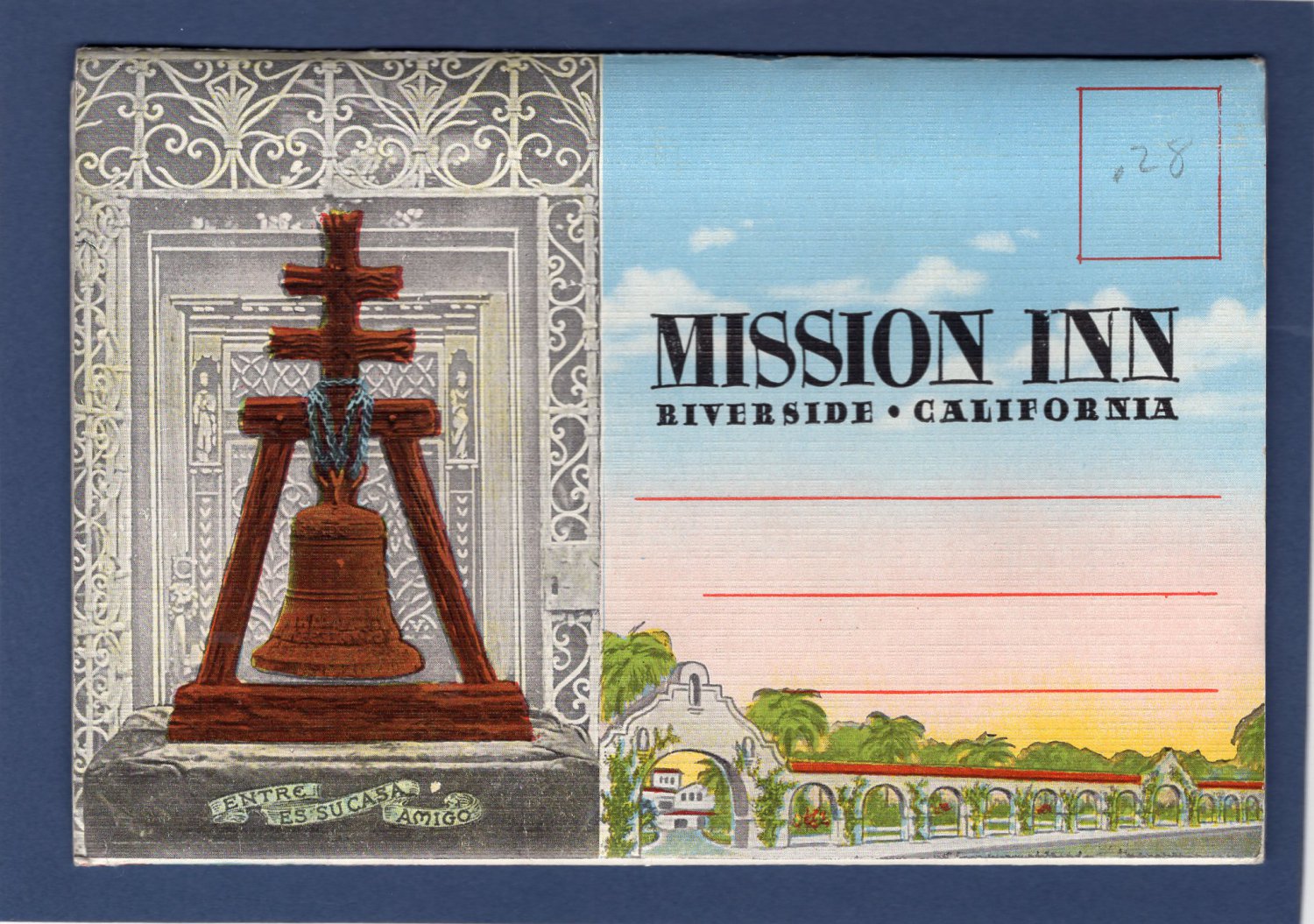 Mission Inn Riverside, California, Foldout Postcard Folder, Scenic, Bell Tower