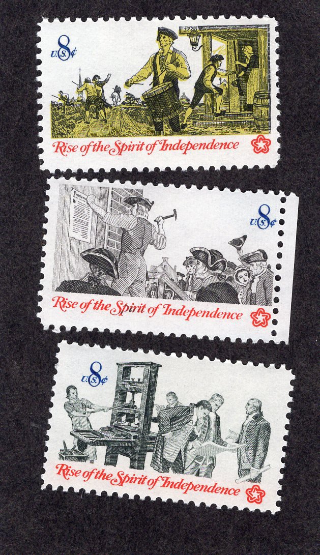 Rise of the Spirit of Independence Postage Stamps, Colonial