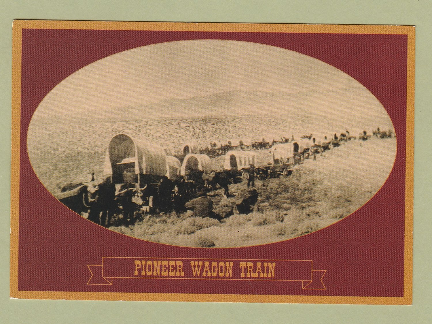 Kansas History Postcard PIONEER WAGON TRAIN