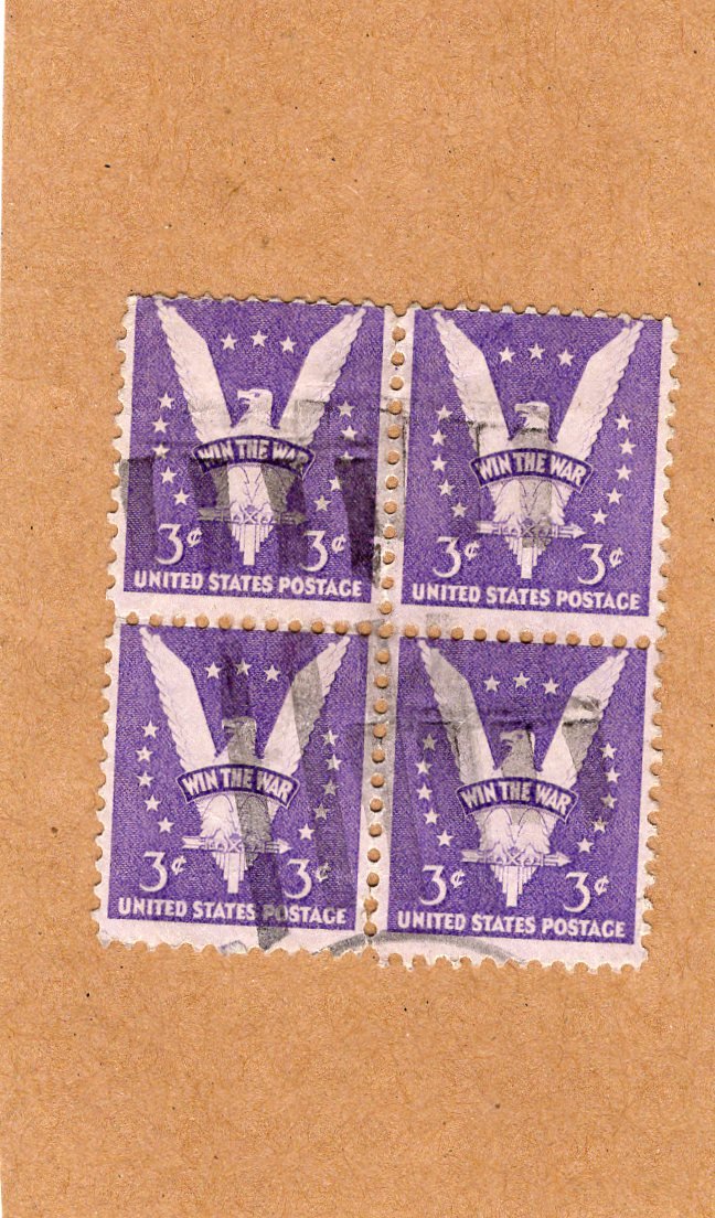 Block of 4 Win The War, American Eagle, U.S. Postage Stamps, USPS