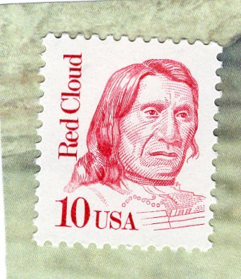 Red Cloud Used U.S. Postage Stamp Ten Cent Native American Indian, Lakota